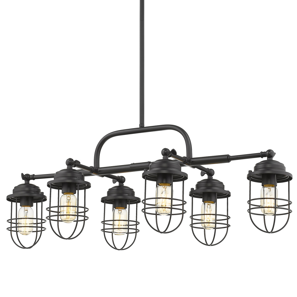 Wry Lighting Seaport 6-light Island Light in Matte Black